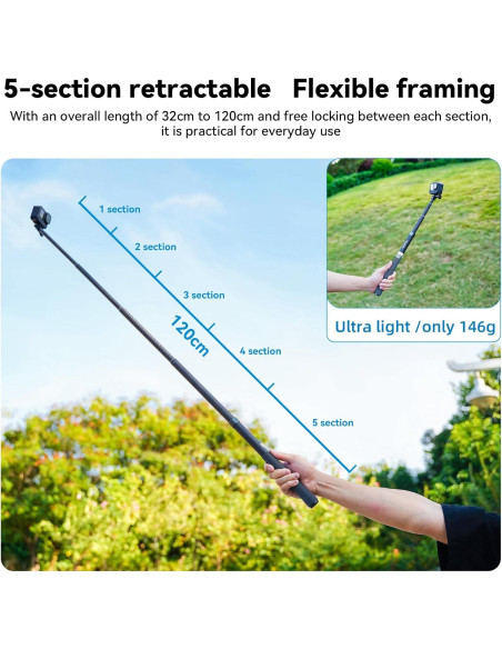 Bastón de Selfie Telescópico AFAITH 1.2m Fibra de Carbono Bastón de Selfie Telescópico AFAITH 1.2m Fibra de Carbono