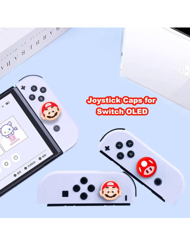 Tapas de agarre para pulgar Sunmike Rojo para Nintendo Switch 4PCS