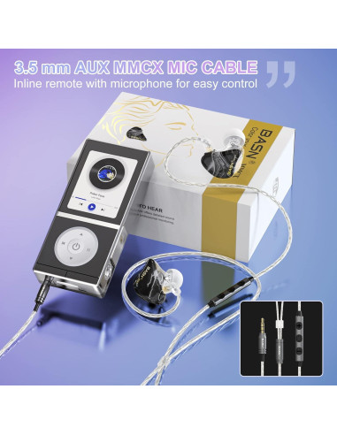 Auriculares In Ear BASN MMCX con 3 Controladores y 2 Cables