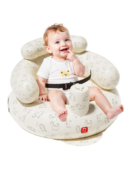Asiento Inflable para Bebés QPAU Dinosaurio con Arnés de Seguridad