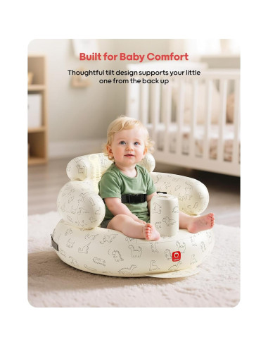 Asiento Inflable para Bebés QPAU Dinosaurio con Arnés de Seguridad