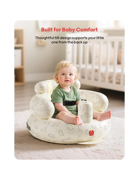 Asiento Inflable para Bebés QPAU Dinosaurio con Arnés de Seguridad