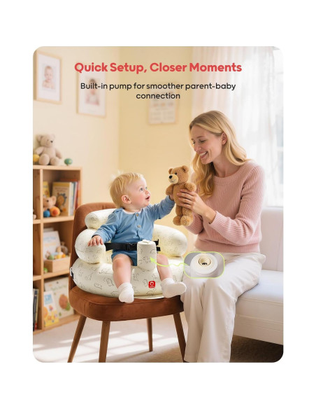 Asiento Inflable para Bebés QPAU Dinosaurio con Arnés de Seguridad