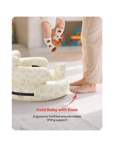 Asiento Inflable para Bebés QPAU Dinosaurio con Arnés de Seguridad