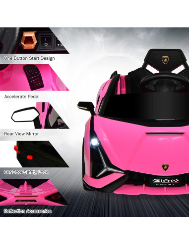 Coche de Paseo Eléctrico INFANS Lamborghini Sian Rosa 12V