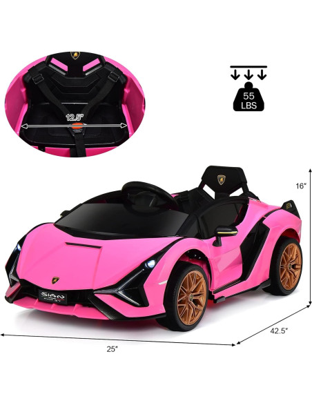 Coche de Paseo Eléctrico INFANS Lamborghini Sian Rosa 12V Coche de Paseo Eléctrico INFANS Lamborghini Sian Rosa 12V