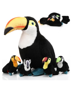 Juguete de Peluche Tucán Grande HyDren 36 cm con 4 Bebés