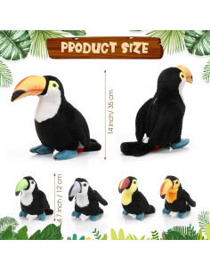 Juguete de Peluche Tucán Grande HyDren 36 cm con 4 Bebés 2