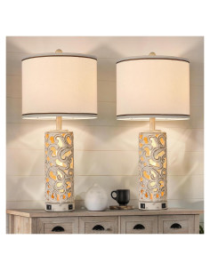 Juego de 2 Lámparas de Mesa AIDENOEY 71 cm con USB y Bombillas