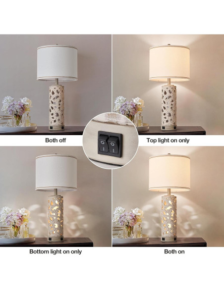 Juego de 2 Lámparas de Mesa AIDENOEY 71 cm con USB y Bombillas