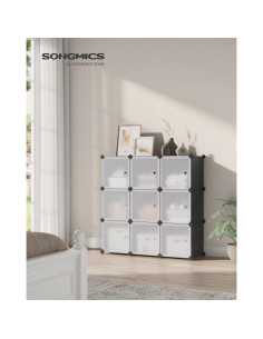 Organizador de Almacenamiento SONGMICS 9 Cubos Plástico Negro y Blanco 2
