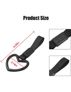 2 Anillos Tsurikawa Corazón Fekey&JF para Auto Negro 2