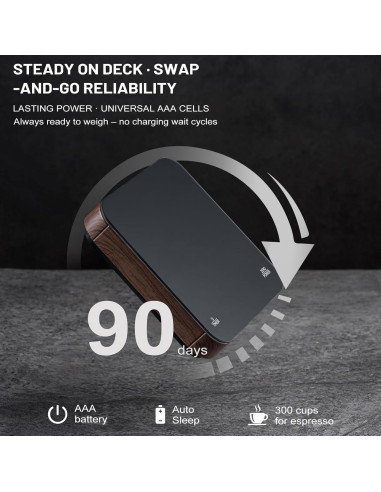 Balanza de Café KitchenTour con Temporizador 0.1g/2000g Madera