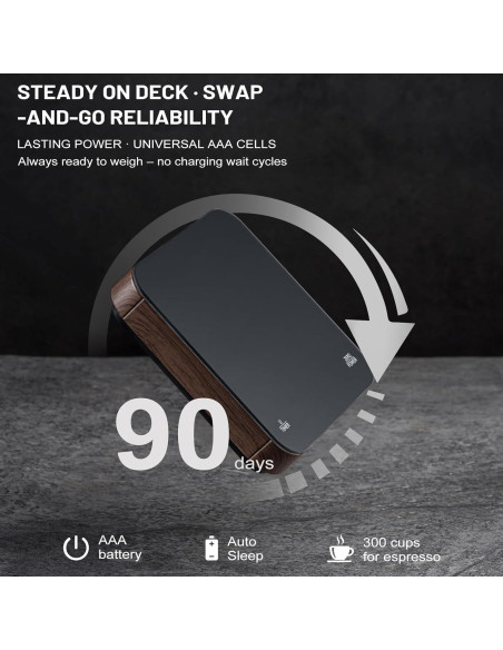 Balanza de Café KitchenTour con Temporizador 0.1g/2000g Madera