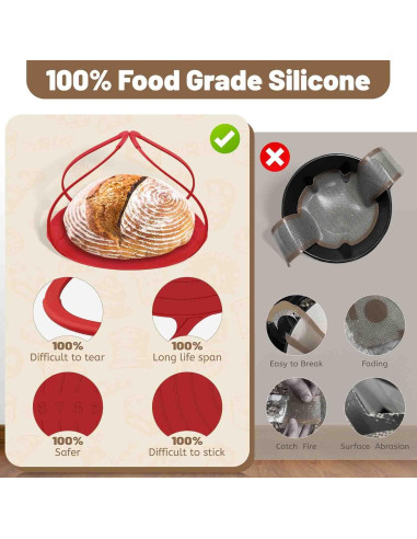 Sling de Pan de Silicona Mutilife 23 cm Antiadherente Beige y Rojo