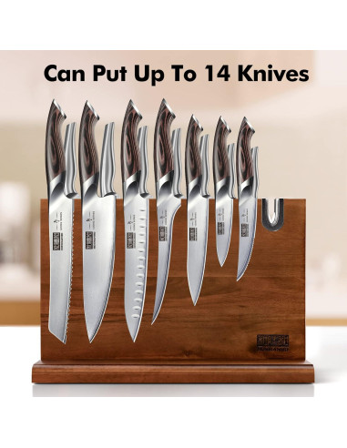 Bloque Magnético para Cuchillos HOSHANHO 35.56x25.4cm Madera Acacia