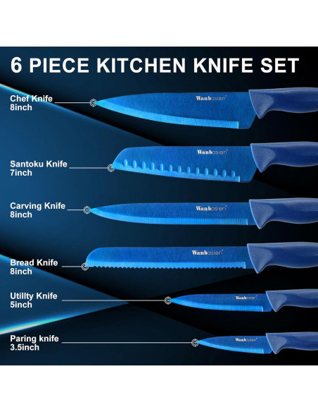 Conjunto de cuchillos de cocina Wanbasion 6 piezas acero inoxidable