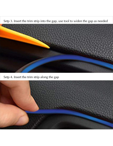 Tira de Recorte de Tablero Cromo Azul 3m TIKUN TECH Ajuste Universal