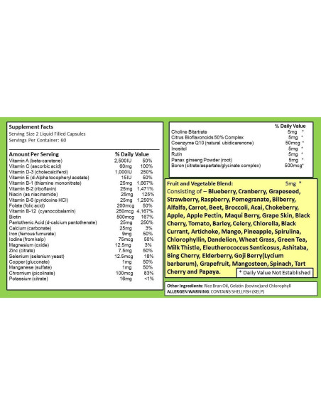 120 Cápsulas Líquidas Multivitaminas SJJ Depot - Antioxidantes