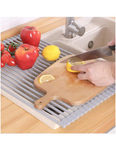 Estante de Secado de Platos Plegable Ahyuan 43x33 cm Gris