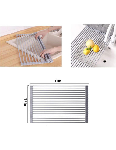Estante de Secado de Platos Plegable Ahyuan 43x33 cm Gris