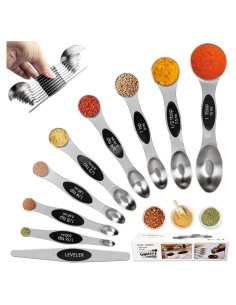 Juego de Cucharas Medidoras Magnéticas Acero Inoxidable 7 Piezas