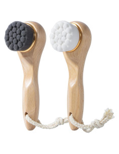 2 Cepillos Limpiadores Faciales Beomeen con Mango de Madera