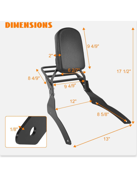 Soporte de Equipaje Sissy Bar Eumti para Yamaha Vstar 650/400