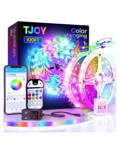 Tira LED de 30.48 metros TJOY con control remoto y APP