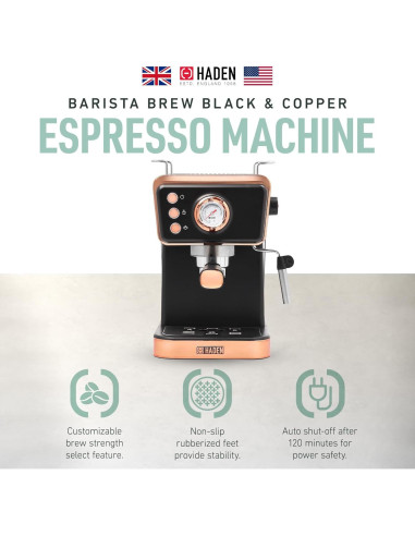 Máquina de Café Espresso HADEN Barista Brew 1.5L Acero Inoxidable