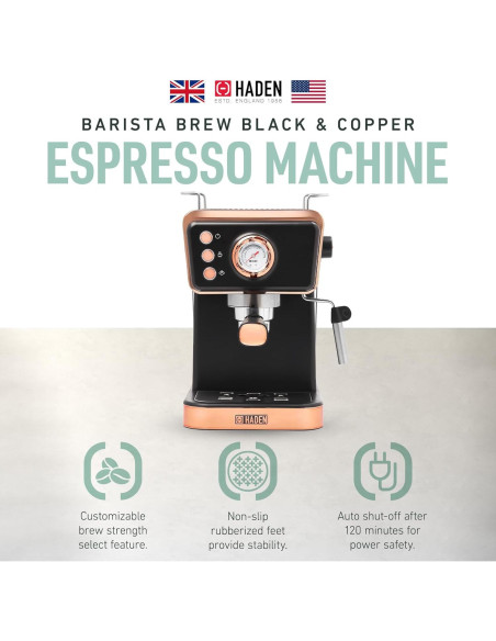 Máquina de Café Espresso HADEN Barista Brew 1.5L Acero Inoxidable