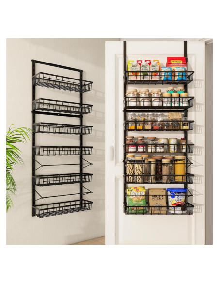 Organizador de despensa sobre la puerta Mefirt 6 niveles Negro