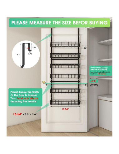 Organizador de despensa sobre la puerta Mefirt 6 niveles Negro