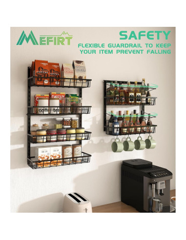 Organizador de despensa sobre la puerta Mefirt 6 niveles Negro