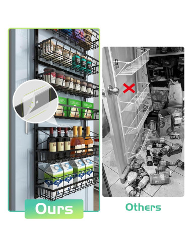 Organizador de despensa sobre la puerta Mefirt 6 niveles Negro