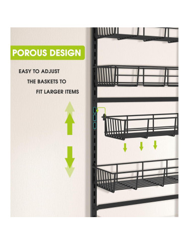 Organizador de despensa sobre la puerta Mefirt 6 niveles Negro