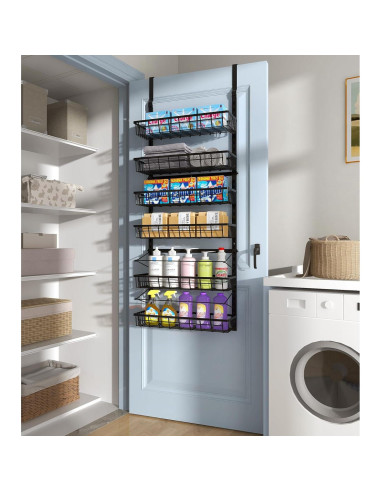 Organizador de despensa sobre la puerta Mefirt 6 niveles Negro