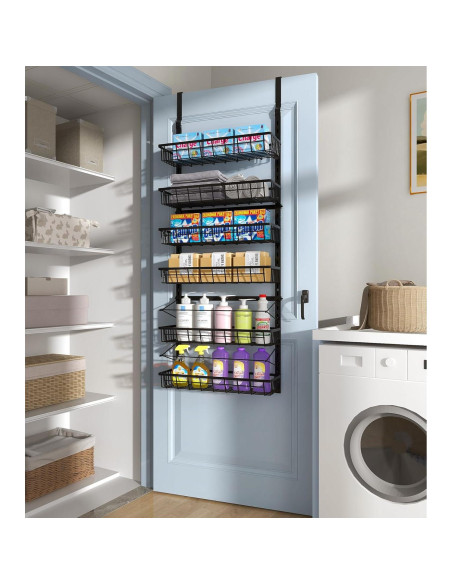 Organizador de despensa sobre la puerta Mefirt 6 niveles Negro