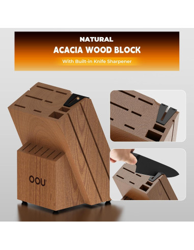 Juego de Cuchillos de Cocina OOU - 15 Piezas Acero Inoxidable