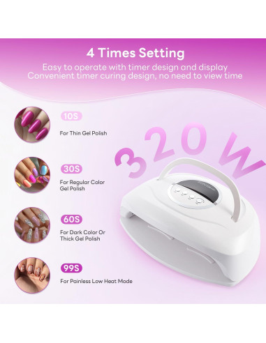 Lámpara de Uñas UV 320W Timpou con 84 LEDs y Temporizador