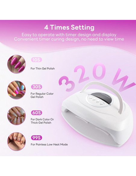Lámpara de Uñas UV 320W Timpou con 84 LEDs y Temporizador