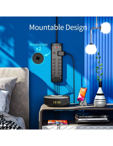 Protector de Sobretensión Bototek 5.5ft con 12 Salidas AC y 4 USB Protector de Sobretensión Bototek 5.5ft con 12 Salidas AC y 4 USB