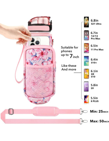 Botella de Agua Reutilizable Newfad 0.95L con Pajilla y Correa