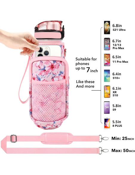 Botella de Agua Reutilizable Newfad 0.95L con Pajilla y Correa