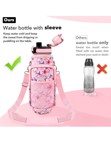 Botella de Agua Reutilizable Newfad 0.95L con Pajilla y Correa