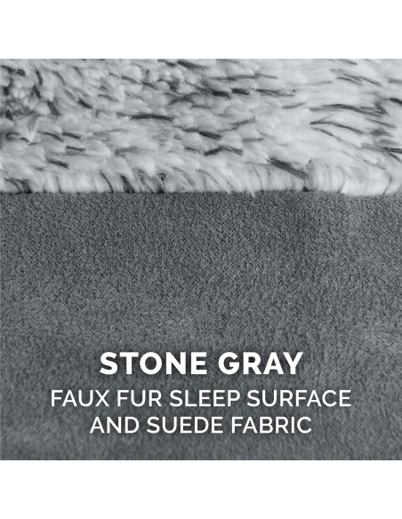 Cama ortopédica para perros Furhaven Jumbo en forma de L - Gris piedra