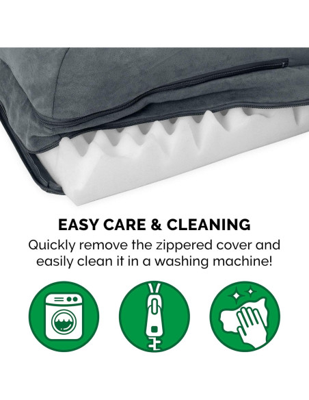 Cama ortopédica para perros Furhaven Jumbo en forma de L - Gris piedra