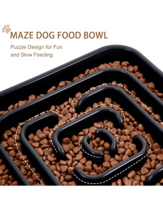 Cuenco de Alimentación Lenta para Perros LLUAII Negro 24 cm 2