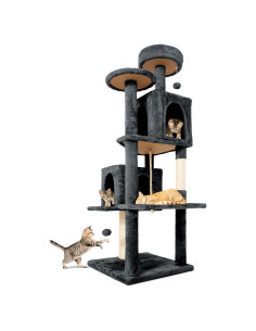 Árbol para Gatos TSCOMON 148.6cm Gris Negro con Rascador