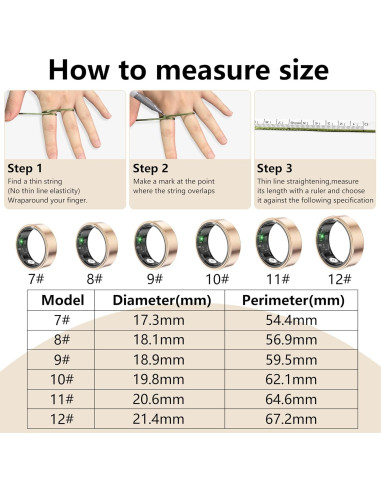 Anillo Inteligente FANKER SR03 Oro Rosa 5ATM Monitoreo Salud